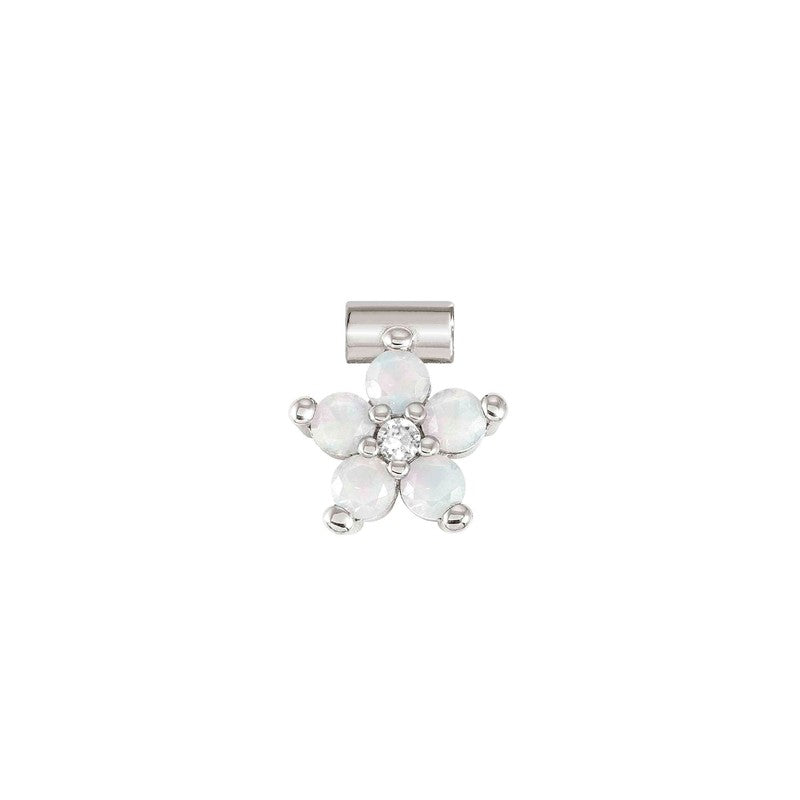 Nomination SeiMia Flora Pendant, Flower, Large, Opal Cubic Zirconia, Silver