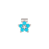 Nomination SeiMia Flora Pendant, Flower, Large, Turquoise Cubic Zirconia, Silver