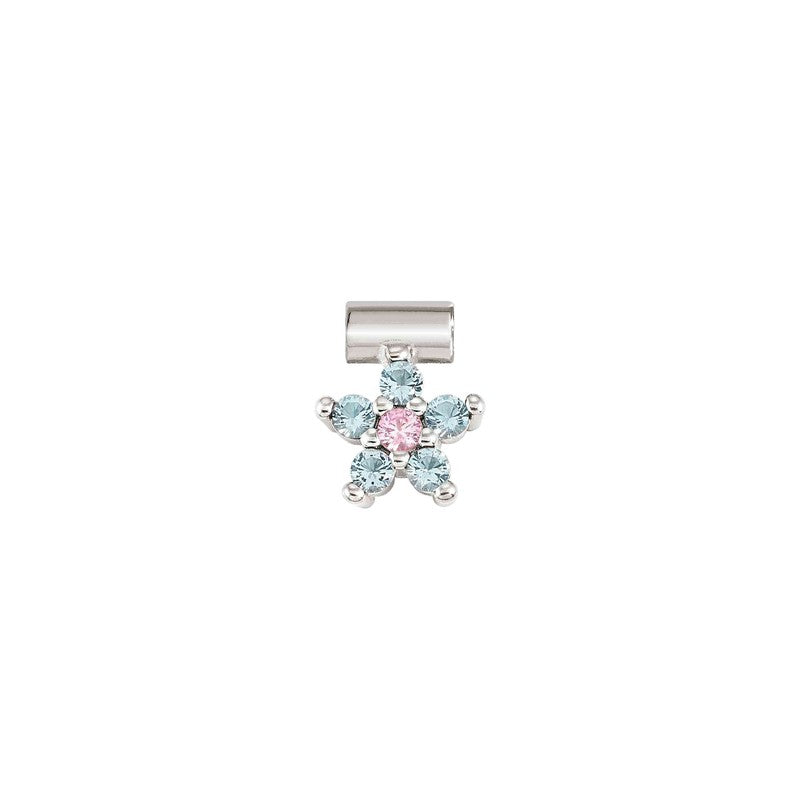 Nomination SeiMia Flora Pendant, Flower, Light Blue Cubic Zirconia, Silver