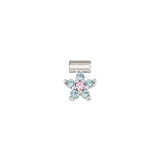 Nomination SeiMia Flora Pendant, Flower, Light Blue Cubic Zirconia, Silver