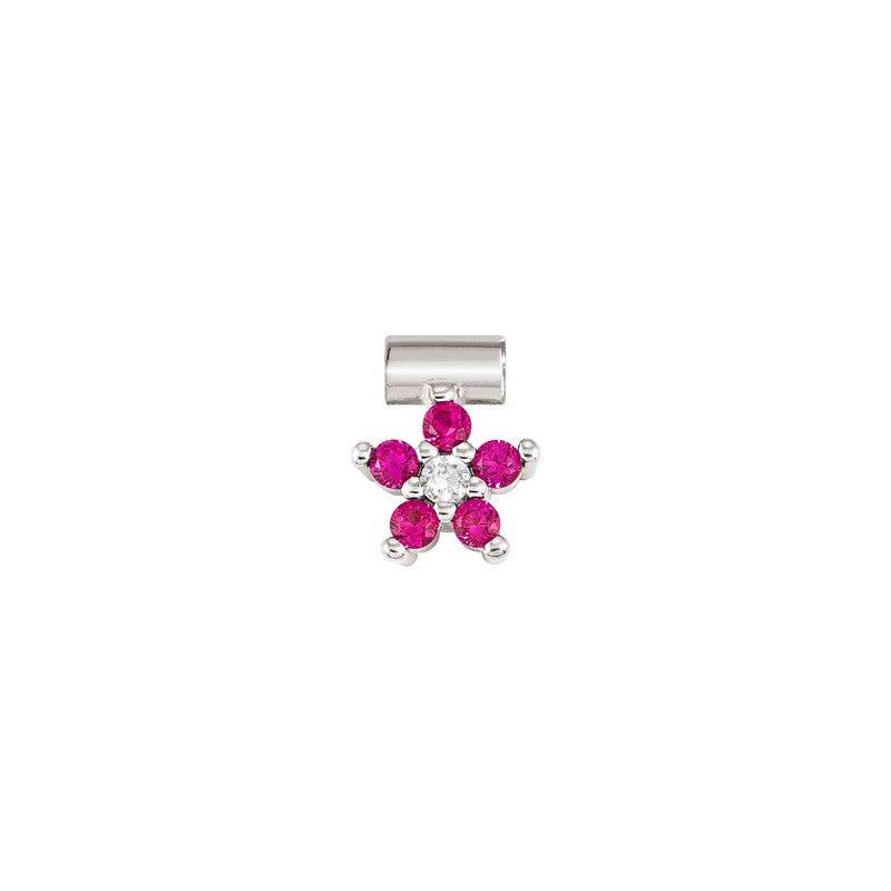 Nomination SeiMia Flora Pendant, Flower, Red Cubic Zirconia, Silver