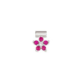 Nomination SeiMia Flora Pendant, Flower, Red Cubic Zirconia, Silver