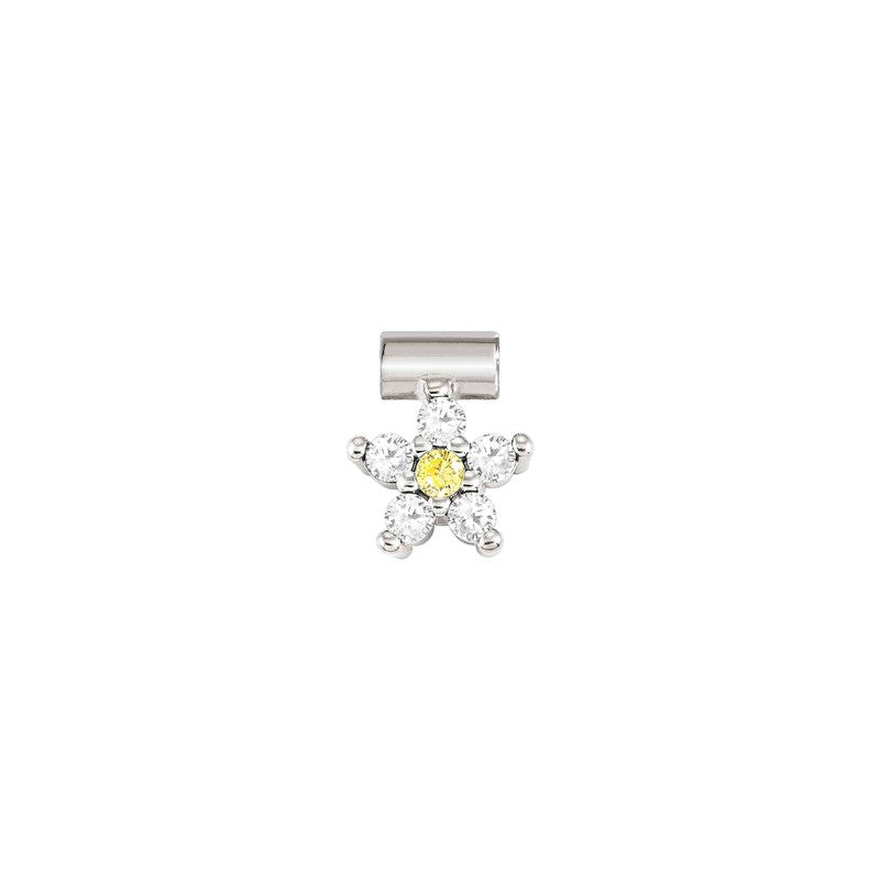 Nomination SeiMia Flora Pendant, Flower, White Cubic Zirconia, Silver