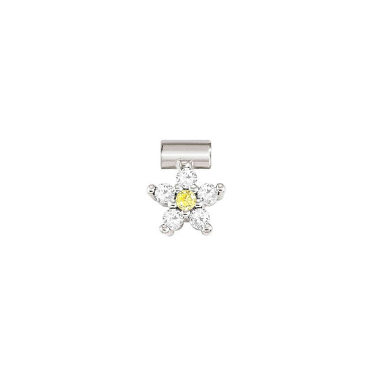 Nomination SeiMia Flora Pendant, Flower, White Cubic Zirconia, Silver