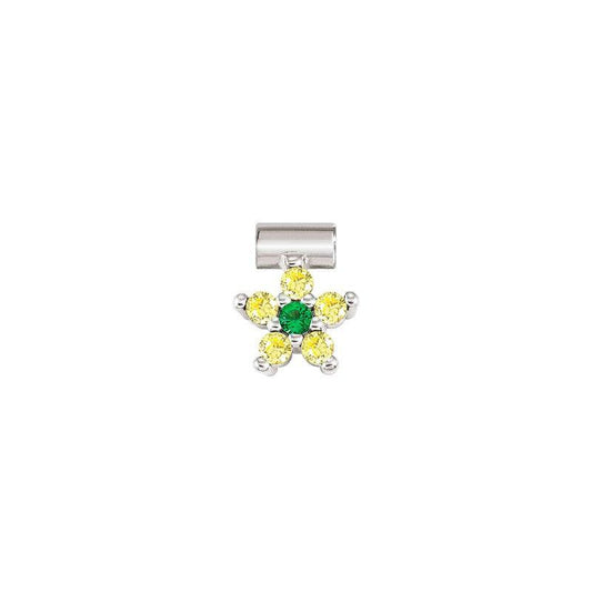 Nomination SeiMia Flora Pendant, Flower, Yellow Cubic Zirconia, Silver