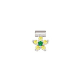 Nomination SeiMia Flora Pendant, Flower, Yellow Cubic Zirconia, Silver