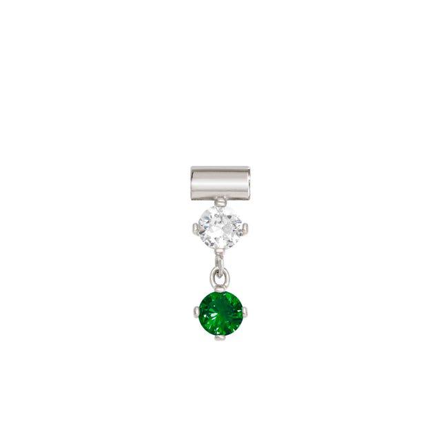 Nomination SeiMia Pendant, Green And White Drop, Cubic Zirconia, Silver