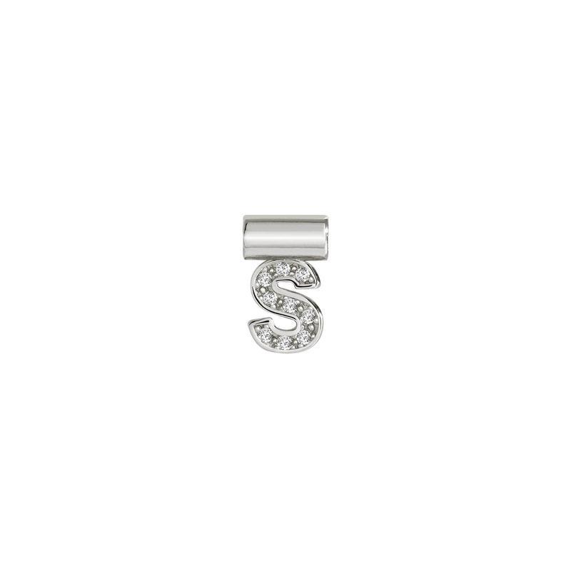 Nomination SeiMia Pendant, Letter S, Cubic Zirconia, Silver
