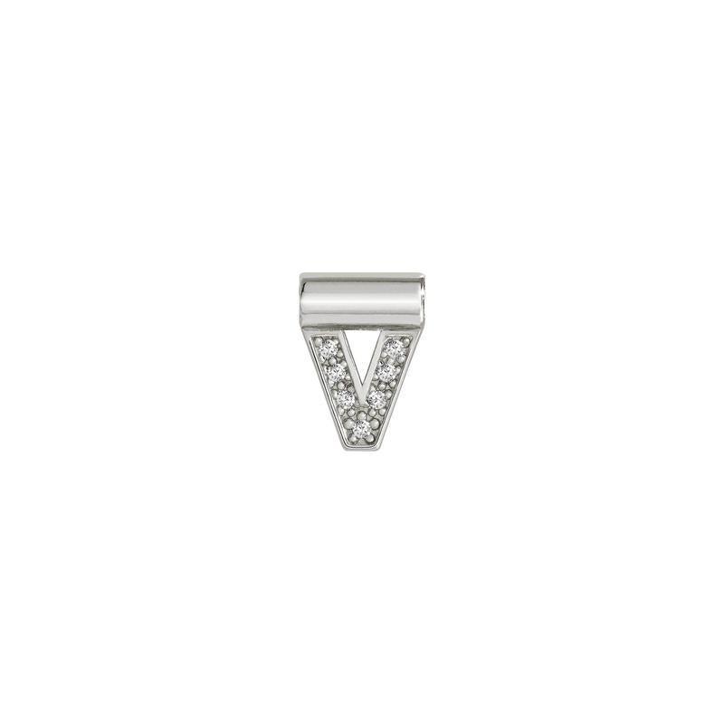 Nomination SeiMia Pendant, Letter V, Cubic Zirconia, Silver