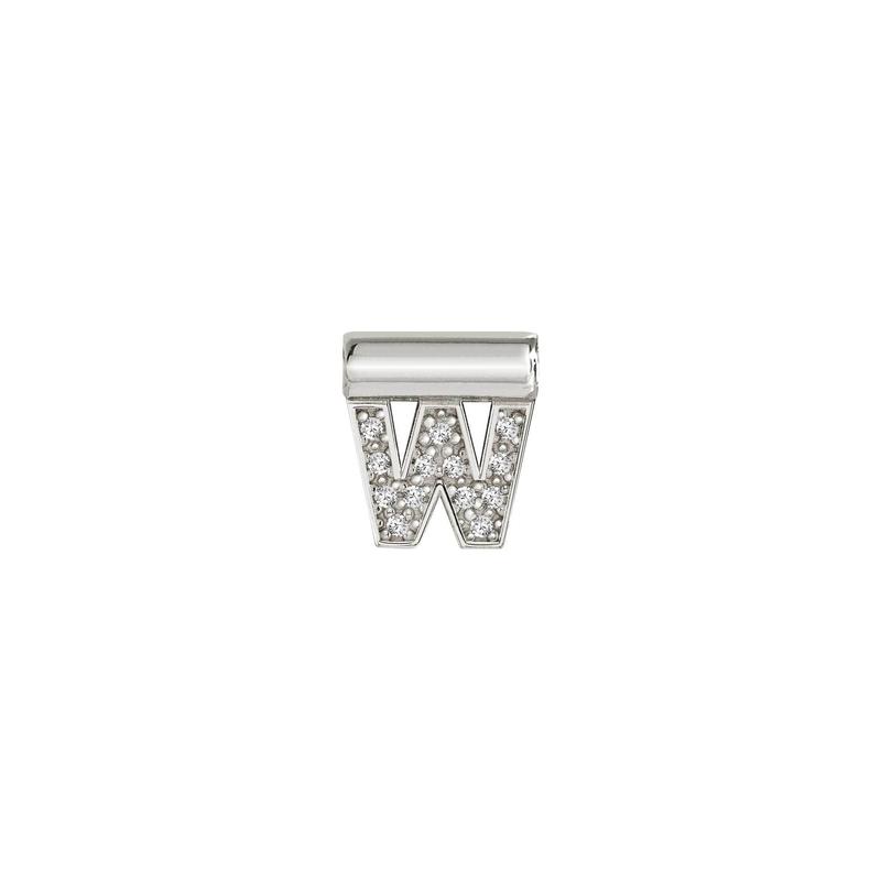 Nomination SeiMia Pendant, Letter W, Cubic Zirconia, Silver
