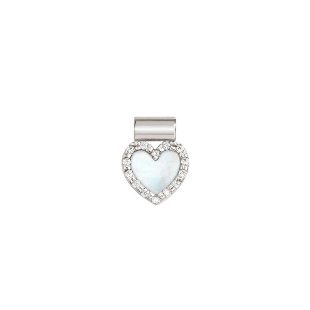 Nomination SeiMia Pendant, Mother Of Pearl Heart, Cubic Zirconia, Silver