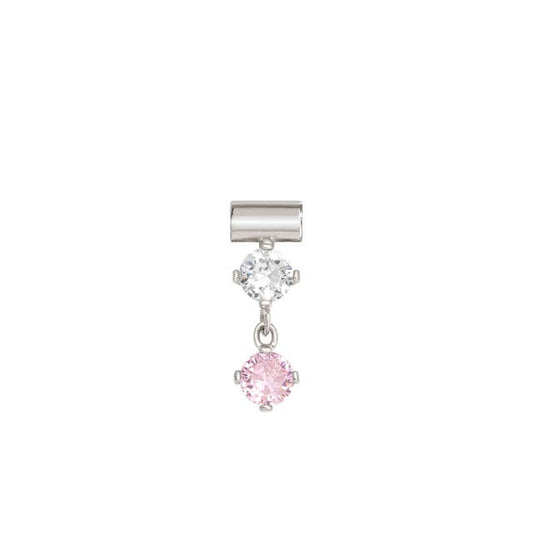 Nomination SeiMia Pendant, Pink And White Drop, Cubic Zirconia, Silver
