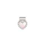 Nomination SeiMia Pendant, Pink Mother Of Pearl Heart, Cubic Zirconia, Silver