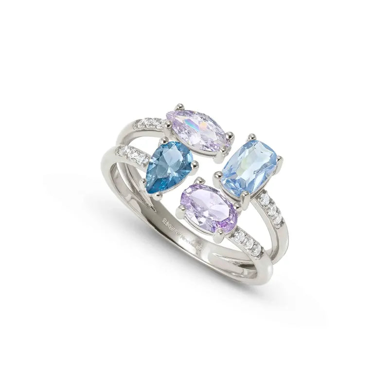 Nomination Silver Colour Wave Aurora Ring with Dazzling Cubic Zirconia Stones