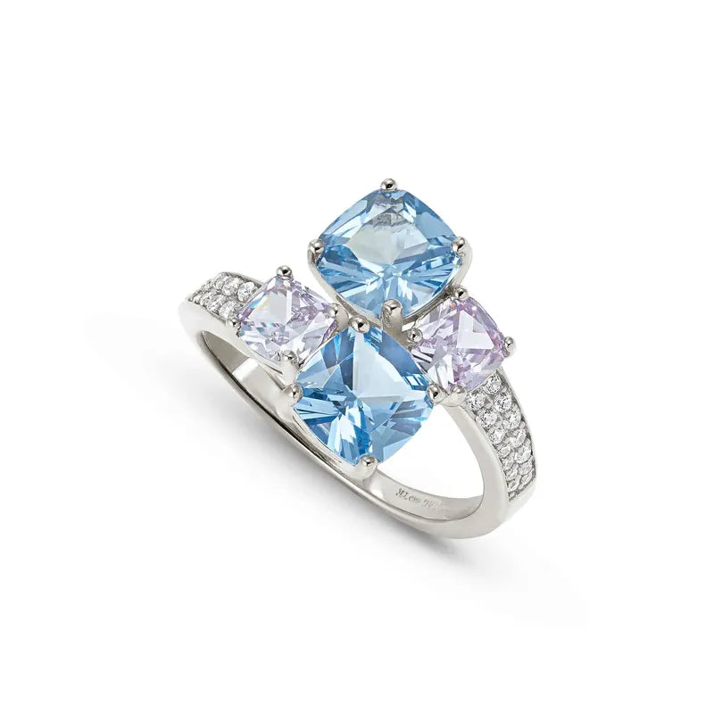 Nomination Silver Colour Wave Aurora Ring with Multi-Colored Cubic Zirconia