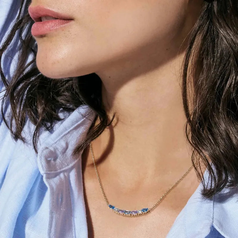 Nomination Silver Colour Wave Aurora Short Bar Cubic Zirconia Necklace