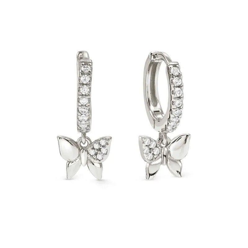 Nomination Silver Petit Sparkle Butterfly Hoop Earrings