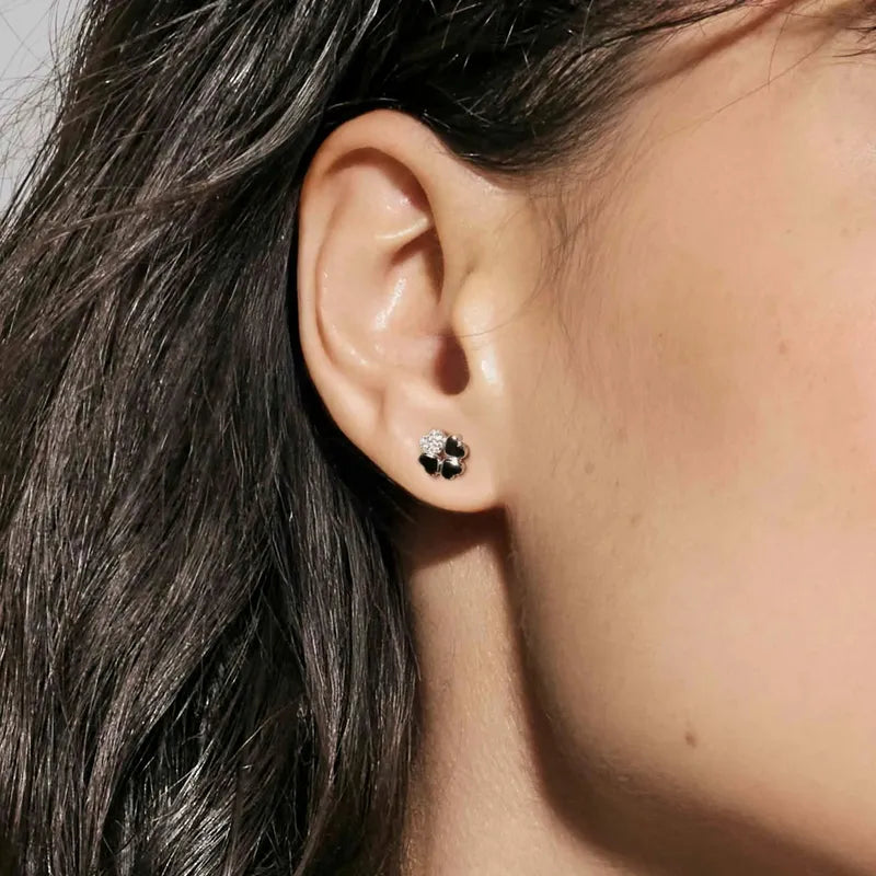 Nomination Silver Petit Sparkle Four-Leaf Clover Stud Earrings