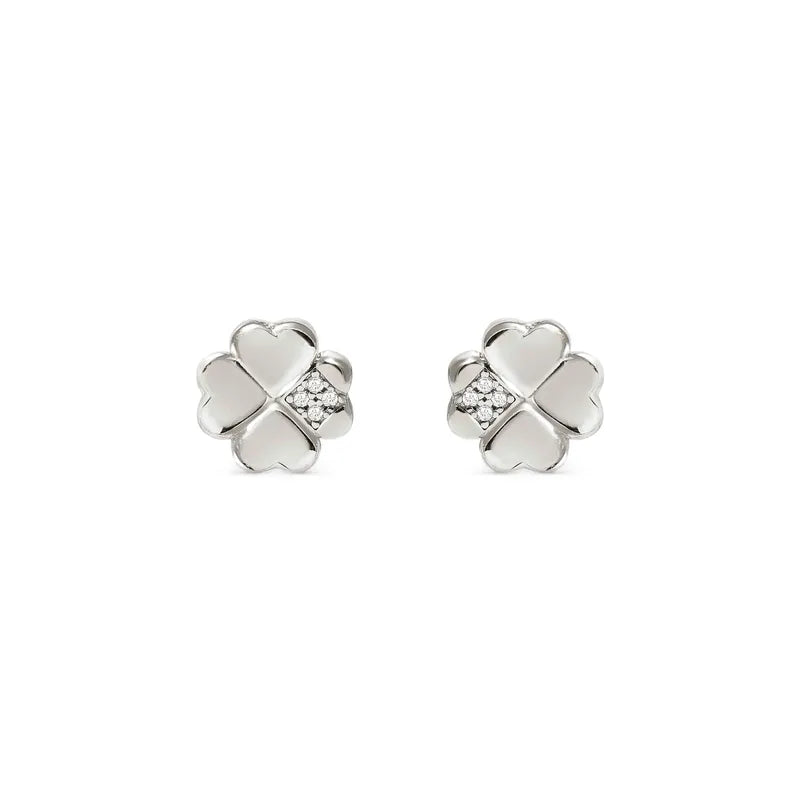 Nomination Silver Petit Sparkle Four-Leaf Clover Stud Earrings