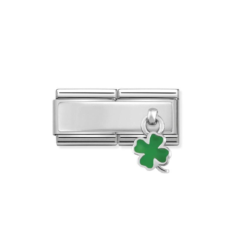 Nomination Silvershine Hanging 4-Leaf Clover Double Link
