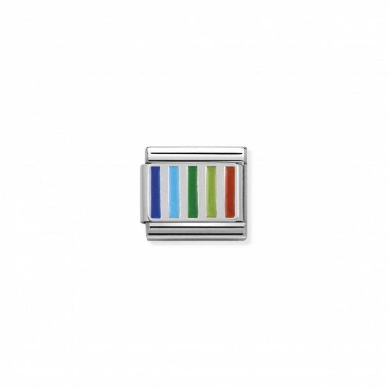Nomination Silvershine Multi Colour Stripes Link