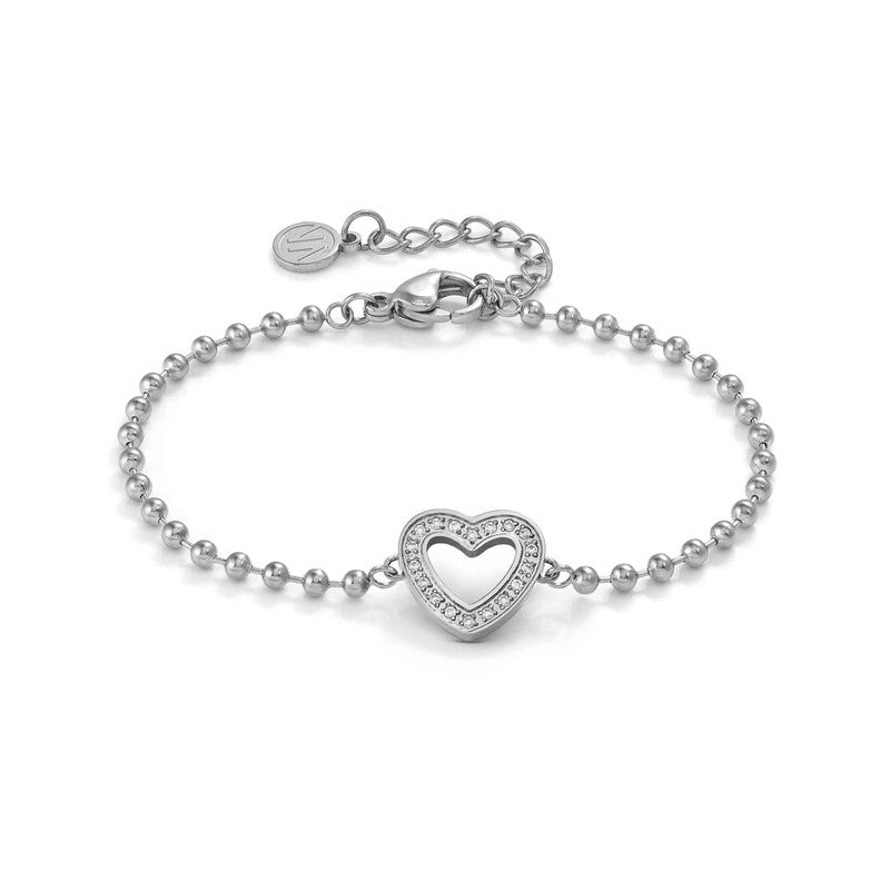 Nomination Soffio Damore Bracelet, Heart, Cubic Zirconia, Sterling Silver