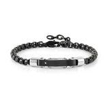 Nomination Strong Diamond Bracelet, White Diamond, Black, Silver, Stainless Steel