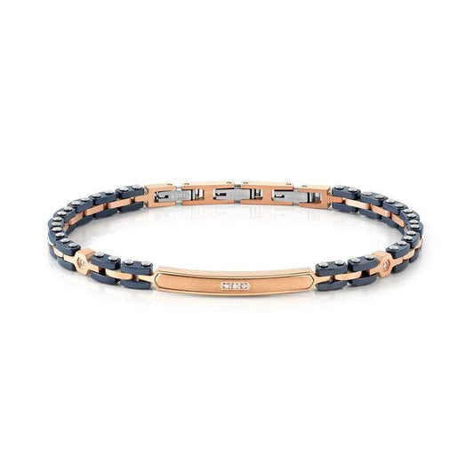 Nomination Strong Diamond Ceramic Bracelet, White Diamond, Rose PDV and Blue, Stainless Steel