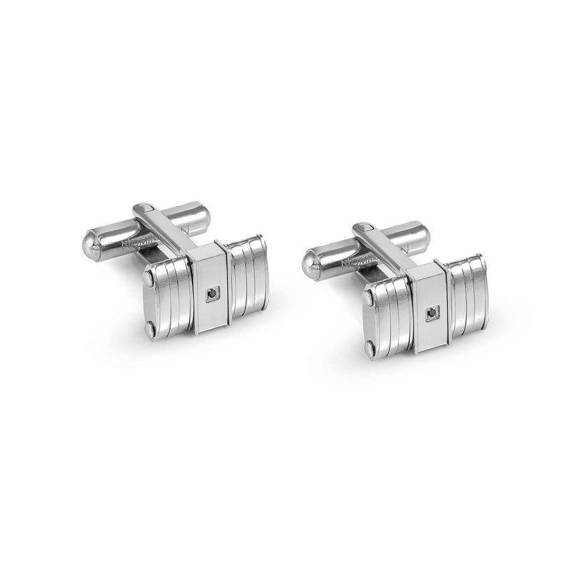 Nomination Strong Diamond Cufflinks, Black Diamond, Silver, Stainless Steel