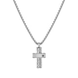 Nomination Strong Diamond Necklace, Black Diamond, Cross, Silver, Stainless Steel