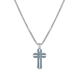 Nomination Strong Diamond Necklace, Sapphire, Cross, Blue, Stainless Steel