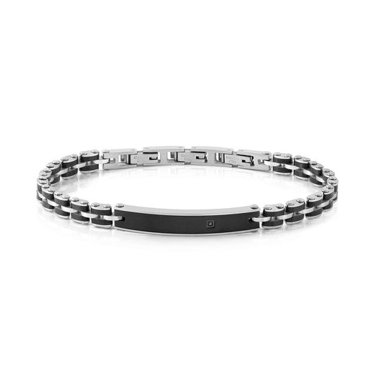 Nomination Strong Diamond Plate Bracelet, Black Diamond, Black PVD, Stainless Steel