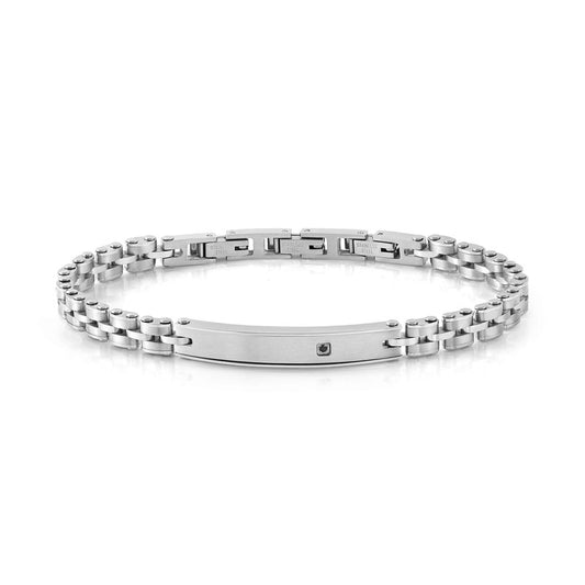 Nomination Strong Diamond Plate Bracelet, Black Diamond, Silver, Stainless Steel