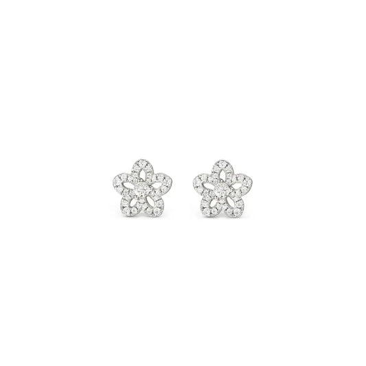 Nomination Sweet Madame Earrings, Flower with Cubic Zirconia, Silver