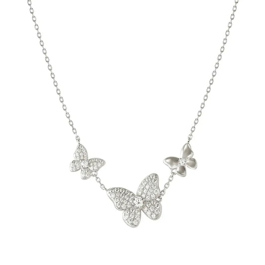 Nomination Sweet Madame Necklace, Butterflies with Cubic Zirconia, Sterling Silver