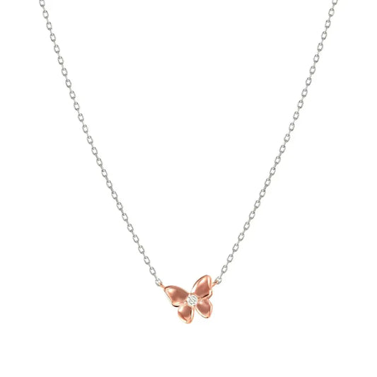 Nomination Sweet Madame Necklace, Butterfly with Cubic Zirconia, Rose Gold