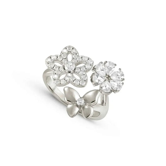 Nomination Sweet Madame Ring, Flowers & Butterfly Cubic Zirconia, Silver