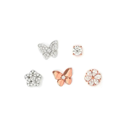 Nomination Sweet Madame Silver Earring Set, Rose Gold with Cubic Zirconia