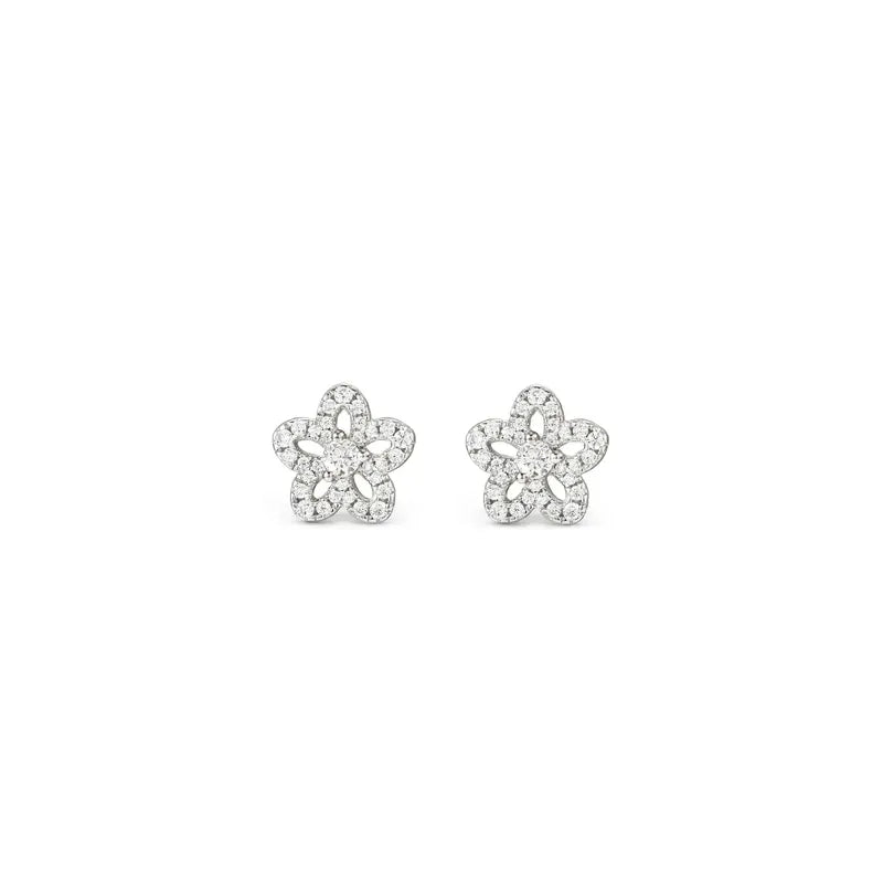 Nomination Sweetmadame Earrings, Flower with Cubic Zirconia, Silver