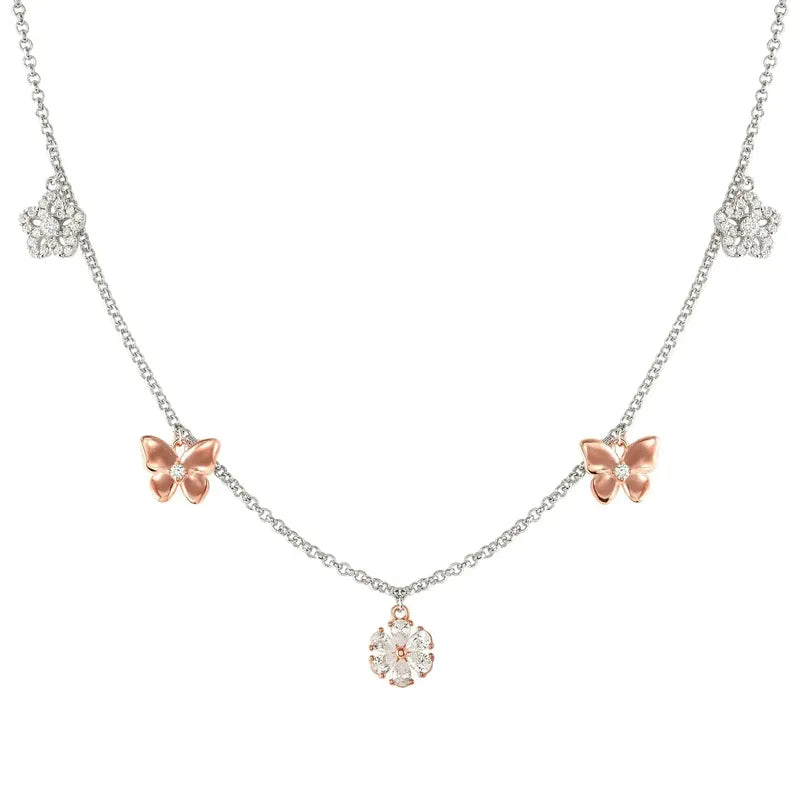 Nomination Sweetmadame Necklace, Flowers & Butterflies Mix, Rose Gold