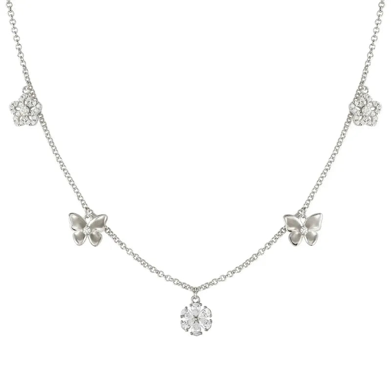 Nomination Sweetmadame Necklace, Flowers & Butterflies Mix, Sterling Silver