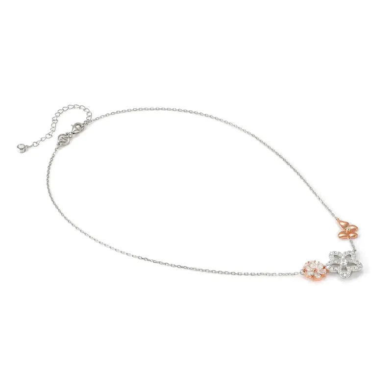 Nomination Sweetmadame Necklace, Flowers with Cubic Zirconia, Rose Gold