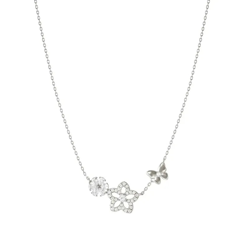 Nomination Sweetmadame Necklace, Flowers with Cubic Zirconia, Sterling Silver