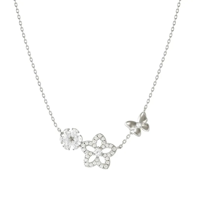 Nomination Sweetmadame Necklace, Flowers with Cubic Zirconia, Sterling Silver