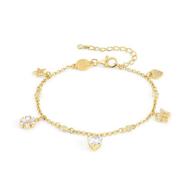 Nomination Sweetrock Bracelet, Mixed Pendants, Cubic Zirconia, Gold