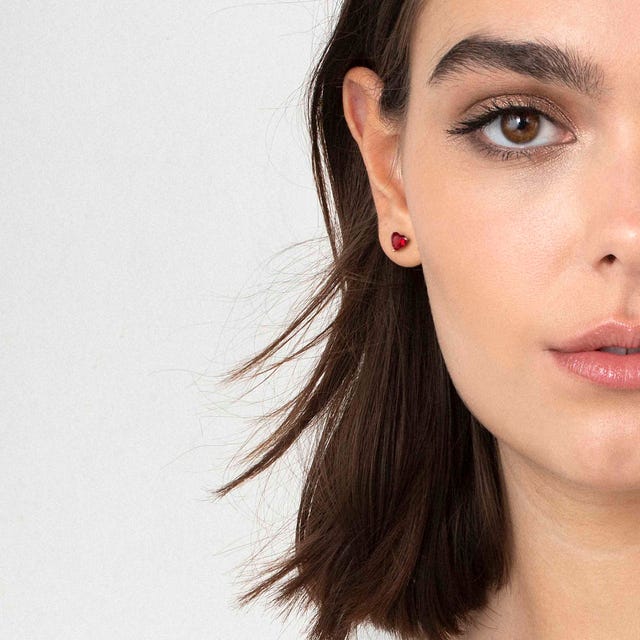 Nomination Sweetrock Earrings, Red Heart, 22K Rose Gold