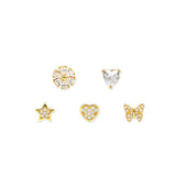 Nomination Sweetrock Earrings, Set Of 5, Cubic Zirconia, Gold