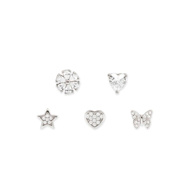 Nomination Sweetrock Earrings, Set Of 5, Cubic Zirconia, Silver