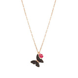 Nomination Sweetrock Necklace, Butterfly & Flower, Cubic Zirconia, Rose Gold