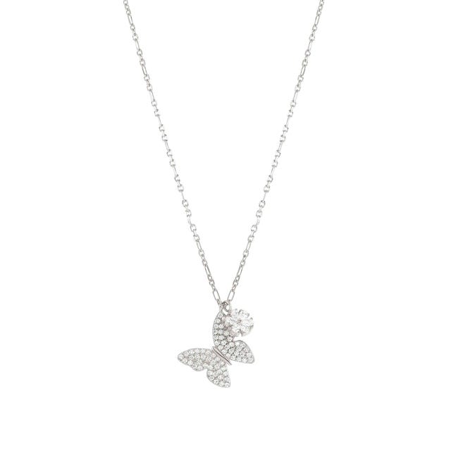 Nomination Sweetrock Necklace, Butterfly & Flower, Cubic Zirconia, Sterling Silver